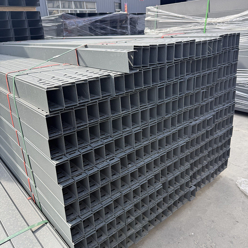 Perforated Cable Tray Heat Dissipation Fireproof Porous Plastic Coated Cable Tray Grey Metal Wire Trough