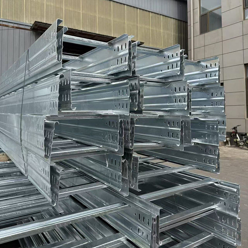 Hot DIP / Pre Galvanized Trunking Metal Ladder Cable Tray Perforated Type Steel